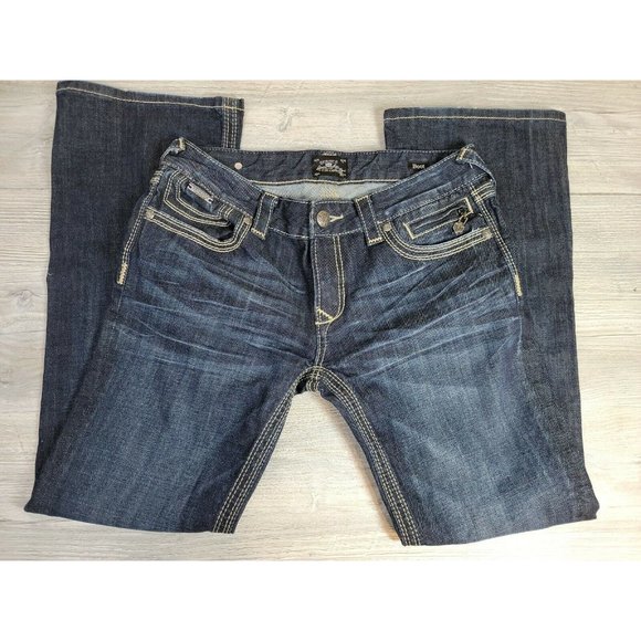 ROCK & REPUBLIC for Express Boot Cut Jeans Size 29 (MEASURE 32X30) - Picture 2 of 9